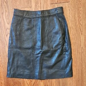 Andrew Marc Vintage Black Leather Skirt